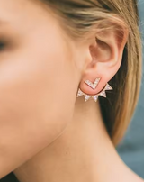 Front Back Earrings Stylish Hanging Drop & Huggie Designs Crystal Earring – Close Up – Accessories | Hanaya Pakistan