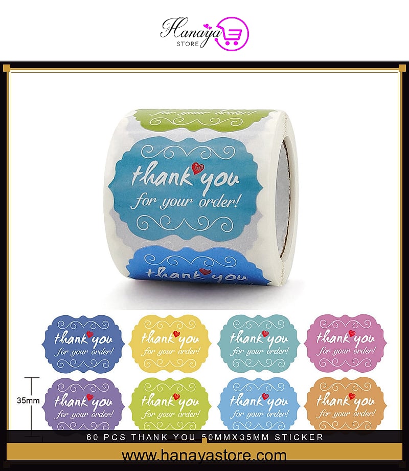 60 pcs Thank You 50mmx35mm Sticker Envelope Seal Scrapbook Round Sticker Stationery Label Stickers – Stickers Online in Pa...