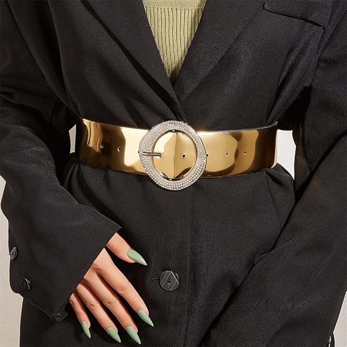 Luxury Women Gold Pin Buckle Belt Fashionable Elegant Pu Waist Belt 100cm Classy Waistband for Dresses Stylish Trendy Ladies Belt in Pakistan – Buy belts online in Pakistan
