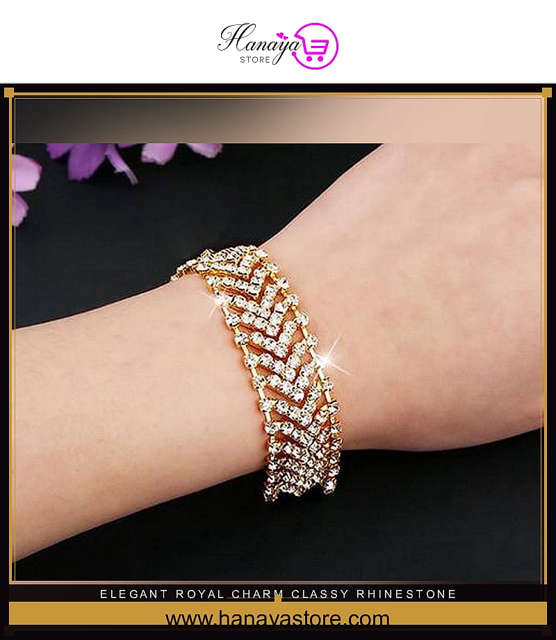 Elegant Royal Charm Classy Rhinestone Bracelet – Accessories Online in Pakistan | Hanaya