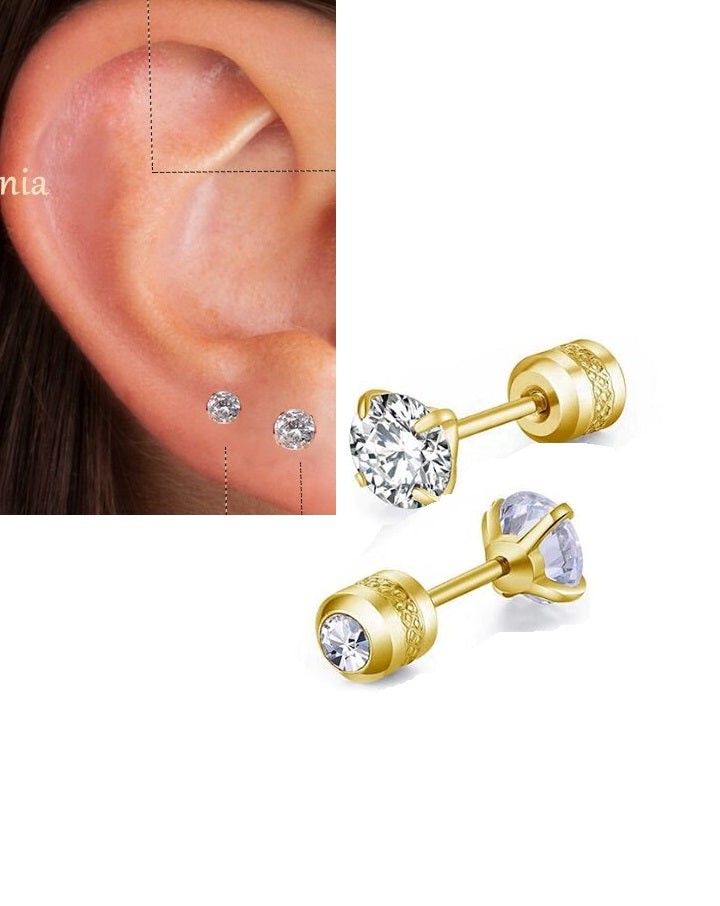 2 Pieces Cartilage SNUG 5MM Helix 0.8MM ROOK ORBITAL Stud HELIX Front Back TRAGUS LOBE Crystal Tragus Piercing DAITH Earri...