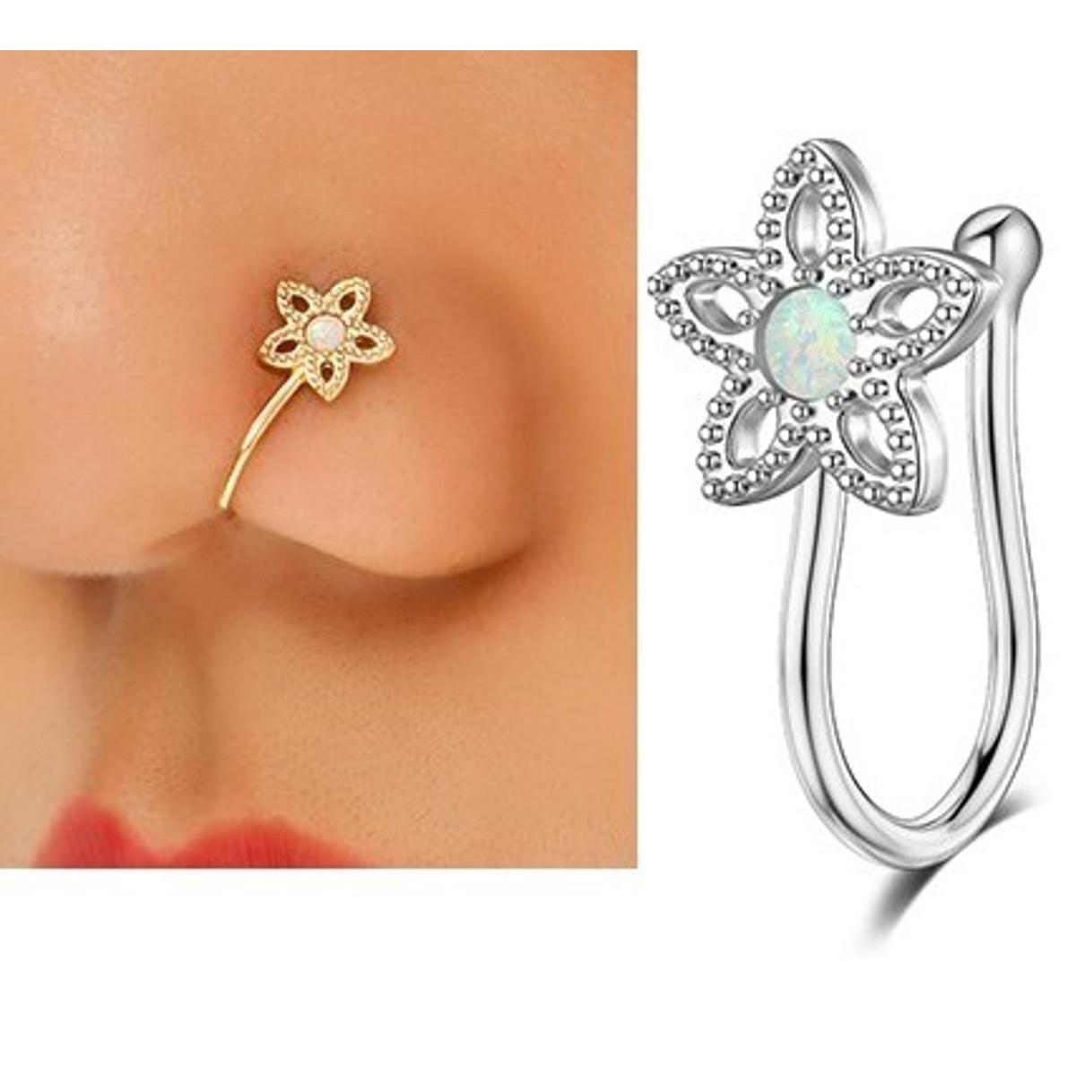Stylish Heart Non Piercing Clip On Thin Nose Ring Fake Nostril Body Jewelry – Close Up – Nose Jewelry | Hanaya Pakistan