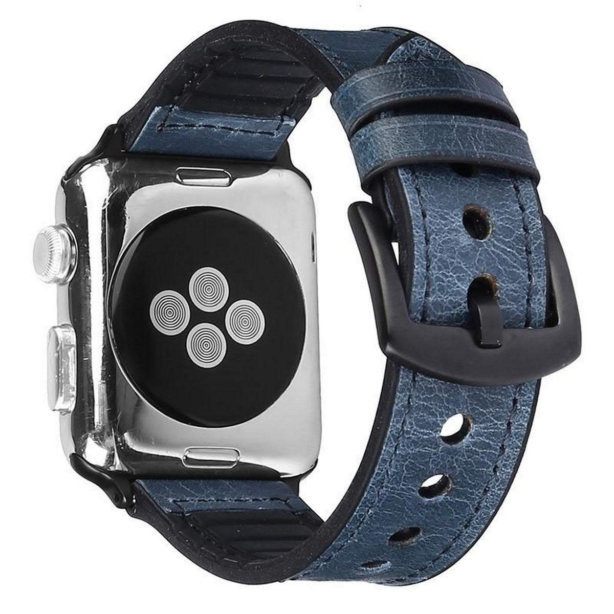 STRAP Compatible For APPLE iwatch 42/44mm Series 1/2/3/4/5/6 strap Vintage Rough Outer Leather Inner Silicon – Close Up – ...