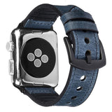 STRAP Compatible For APPLE iwatch 42/44mm Series 1/2/3/4/5/6 strap Vintage Rough Outer Leather Inner Silicon – Close Up – ...