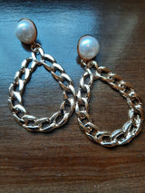 Classy Pearl & Chain Antique Elegant Stylish Earrings – Close Up – Earrings | Hanaya Pakistan