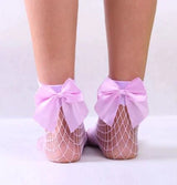 Black Breathable Bow knot Fishnet Socks Hollow out Mesh Nets Socks Ladies Girl's sock – Close Up – Accessories | Hanaya Pa...