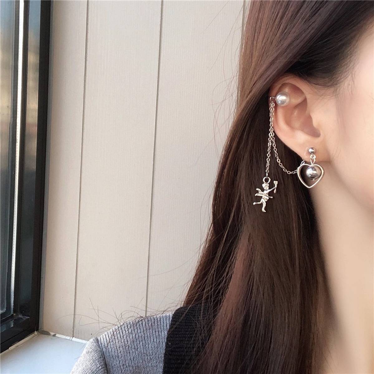 Pair Of High Quality Korean Star Ear Cuff Style Elegant Stylish Trendy Earring – Earrings Online in Pakistan | Hanaya
