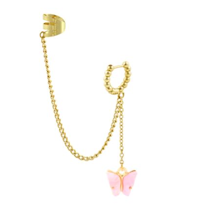 Pair Left & Right Tassel Chain Pearl Long Cuff Drop Earrings – Image 10 of 10