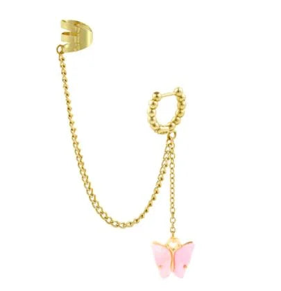 Pair Left & Right Tassel Chain Pearl Long Cuff Drop Earrings – Image 10 of 10