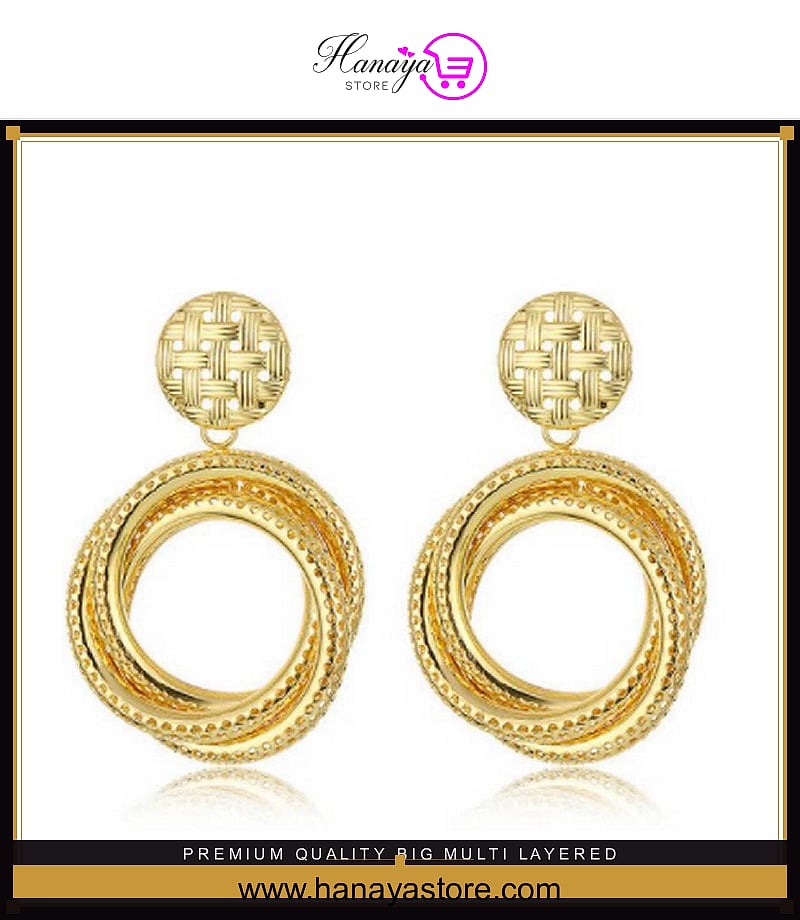 Premium Quality Big Multi Layered Circle Crystals Party Wedding Trendy Earring – Earrings Online in Pakistan | Hanaya