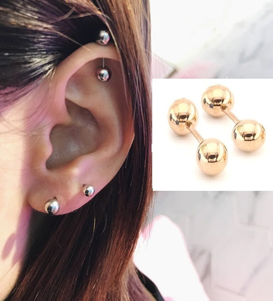 Steel 5 Mm Pair Ear Plug Piercing Barbell Cartilage Ear Jewelry – Image 8 of 9