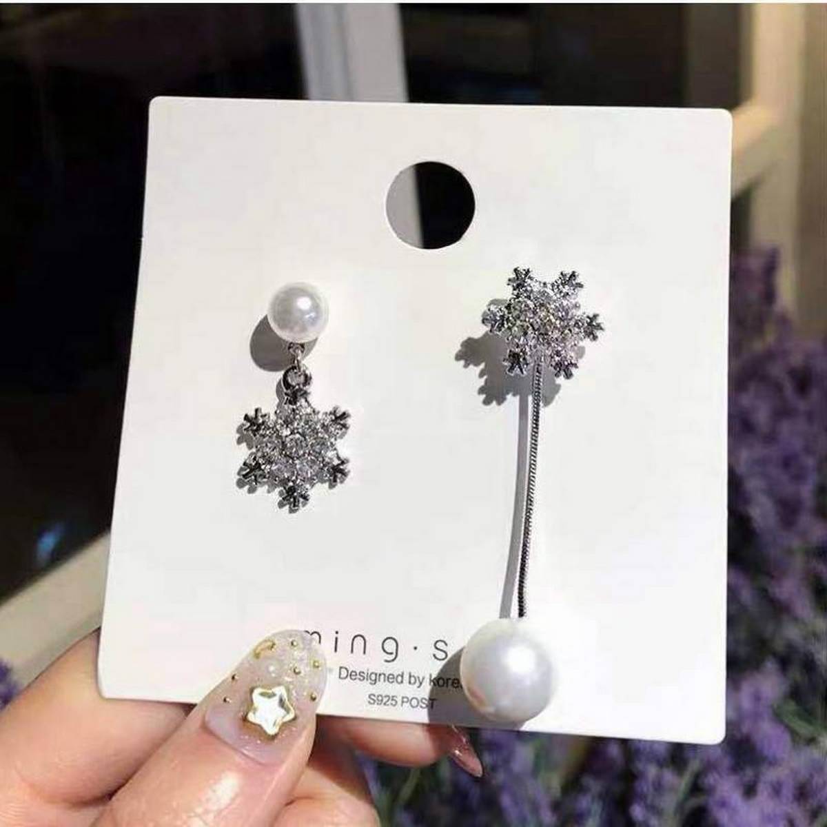 Elegant Gemetric Tassel Silver Snowflake Trendy Classy Earring – Earrings Online in Pakistan | Hanaya