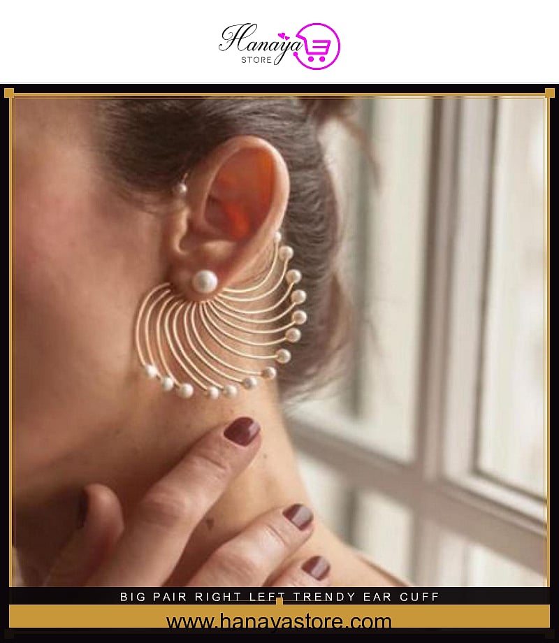 Big Pair Right & Left Trendy Ear Cuff Tassel Pearls Style Earring For Girls – Earrings Online in Pakistan | Hanaya