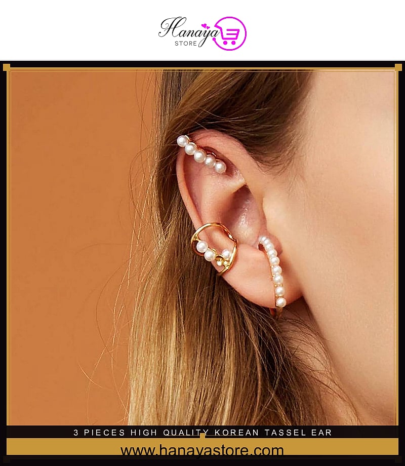 3 Pieces High Quality Korean Tassel Ear Cuff Style & Earring – Accessories Online in Pakistan | Hanaya
