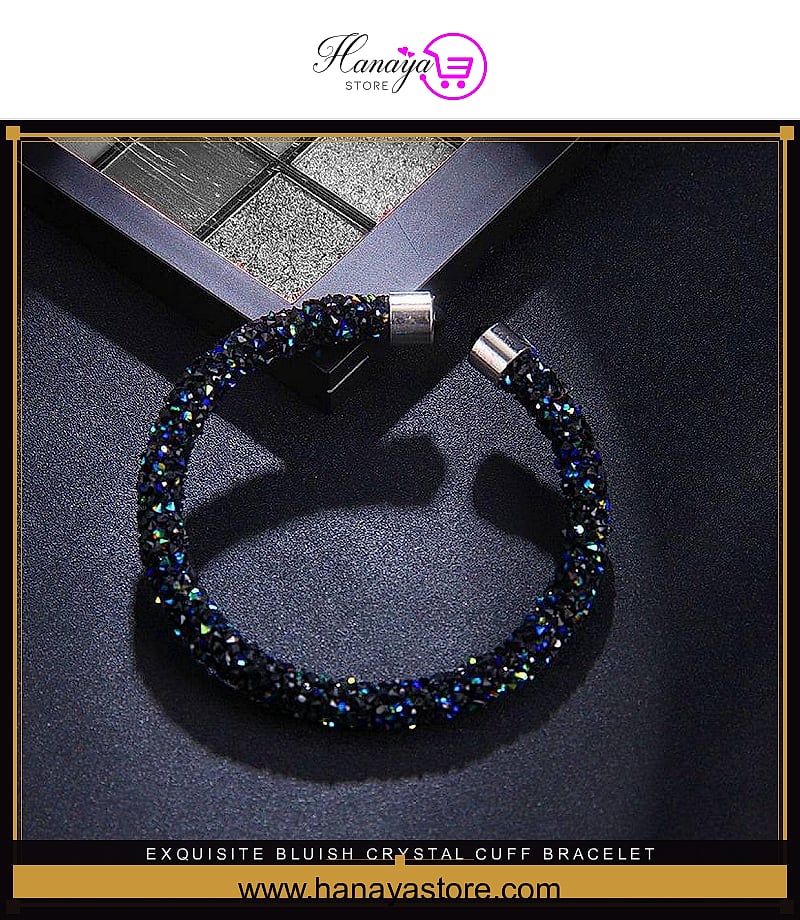 Exquisite Bluish Crystal Cuff Bracelet Brand Open Bangles For Women- FREE box – bracelet Online in Pakistan | Hanaya