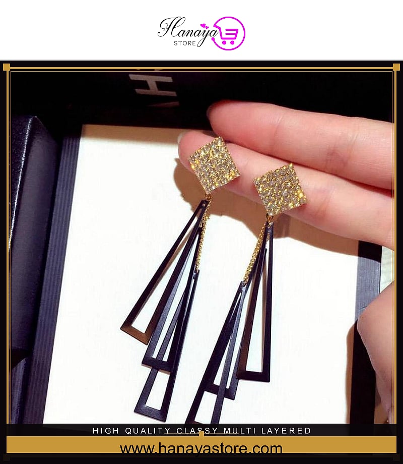 High Quality Classy Multi Layered Crystal Elegant Earring – Earrings Online in Pakistan | Hanaya
