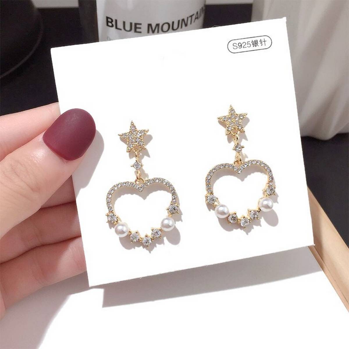 Unique Long Heart Crystal Fashionable Earrings – Earrings Online in Pakistan | Hanaya