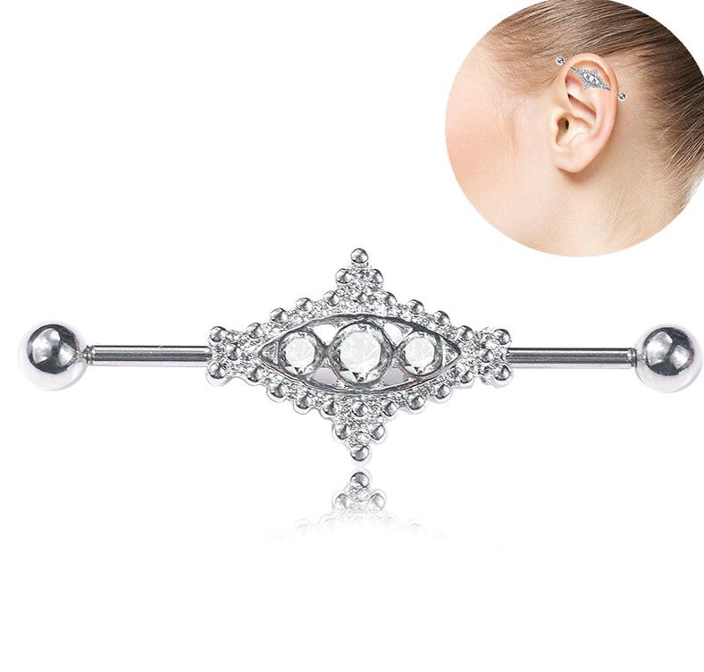 Trendy Steel 38mm Ear Plug 14G Piercing Industrial Cartilage Ear Jewelry Earrings – Earrings Online in Pakistan | Hanaya