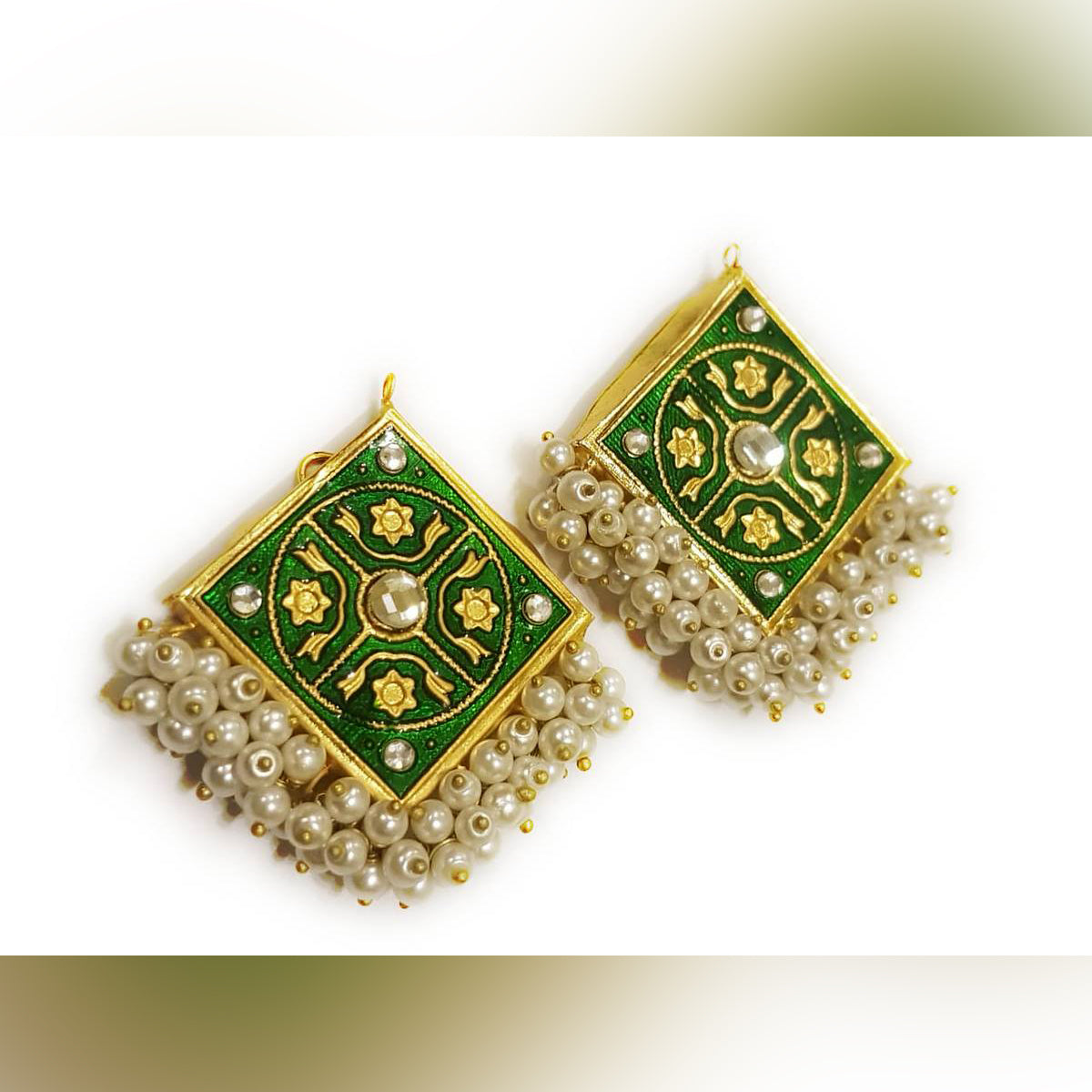 Trendy Classy Antique Vintage Handmade Multicolor Meenakari Elegant Earring – Image 2 of 3