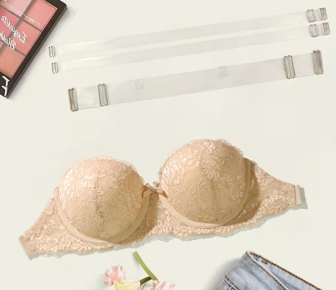 Padded Seamless Women's Small Size Half-Cup Transparent Frosted Shoulder Strap Breathable And Comfortable Lingerie