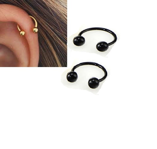 2 Pieces 10MM Thin Cartilage Helix Stud Tragus Ear Piercing Plug HorseShoe Steel Earring