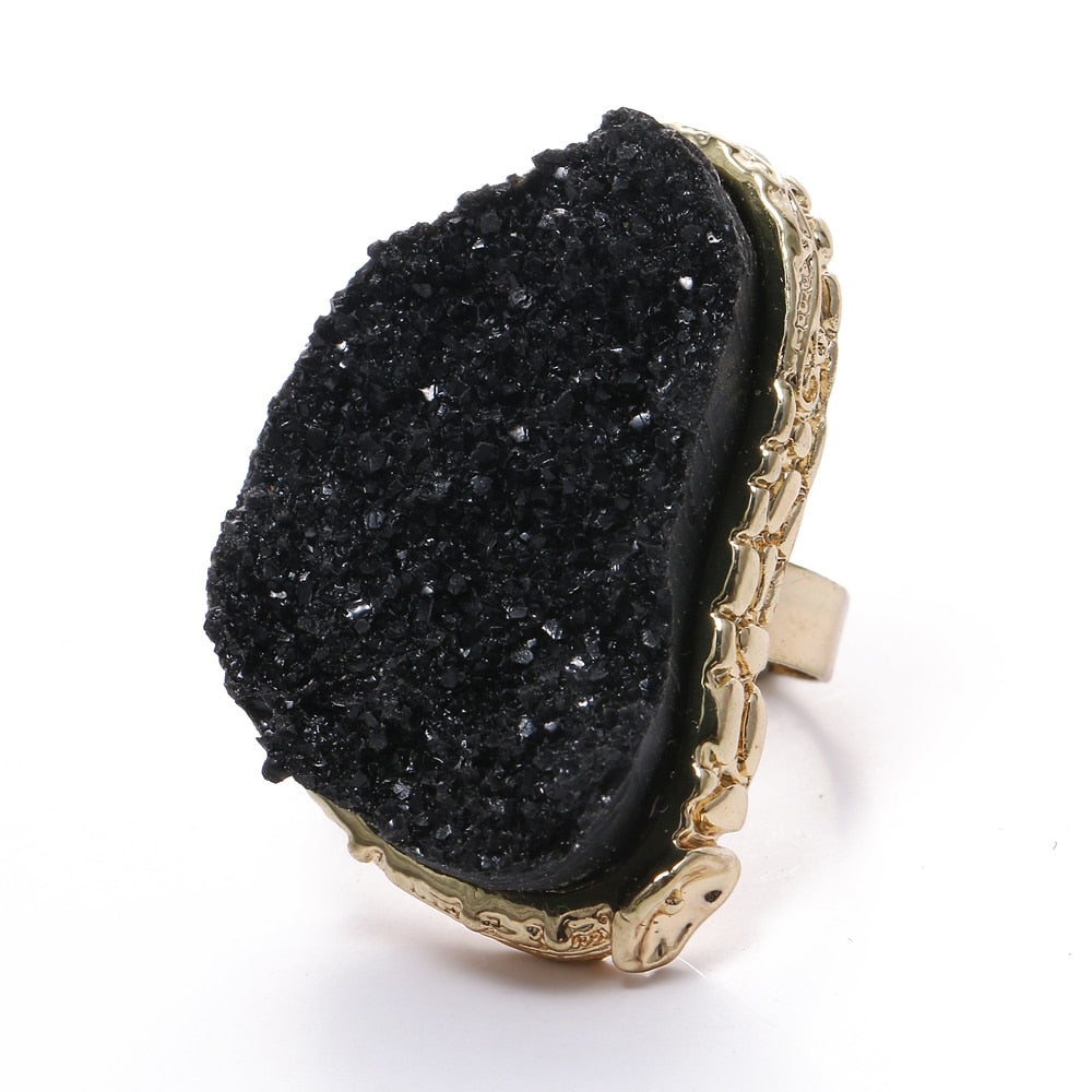 Trendy Elegant Crushed Stone Big Adjustable Ring For Girls – Accessories Online in Pakistan | Hanaya
