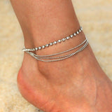 Trendy Shinny Golden/Silver Crystal 4 Layered Crystal Ball Anklet For Women – Close Up – Accessories | Hanaya Pakistan