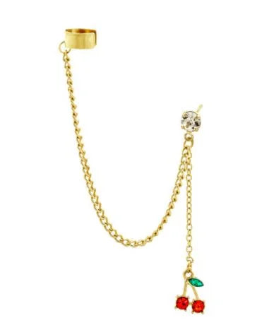 Pair Left & Right Tassel Chain Pearl Long Cuff Drop Earrings – Image 2 of 10