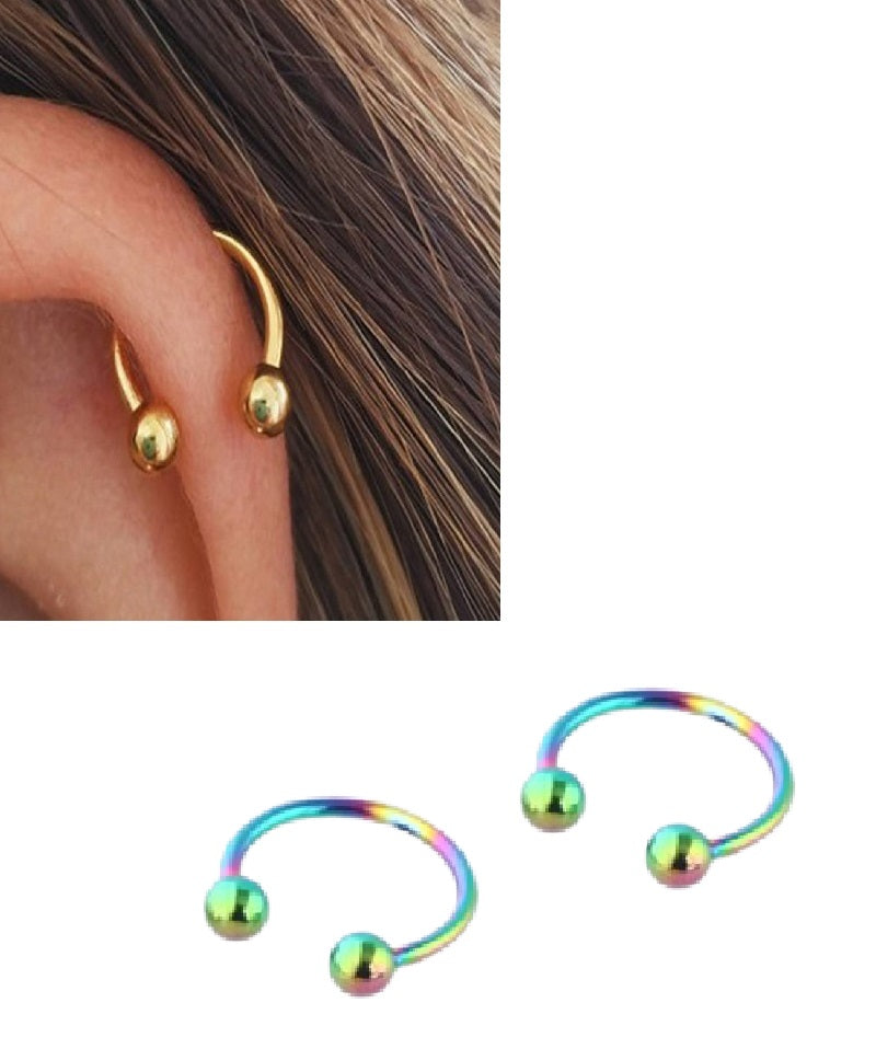 2 DAITH Pieces 10MM Cartilage Helix Stud 1.2MM 16G Tragus LOBE Ear SNUG Piercing Plug TRAGUS ROOK Horseshoe Earring For Gi...