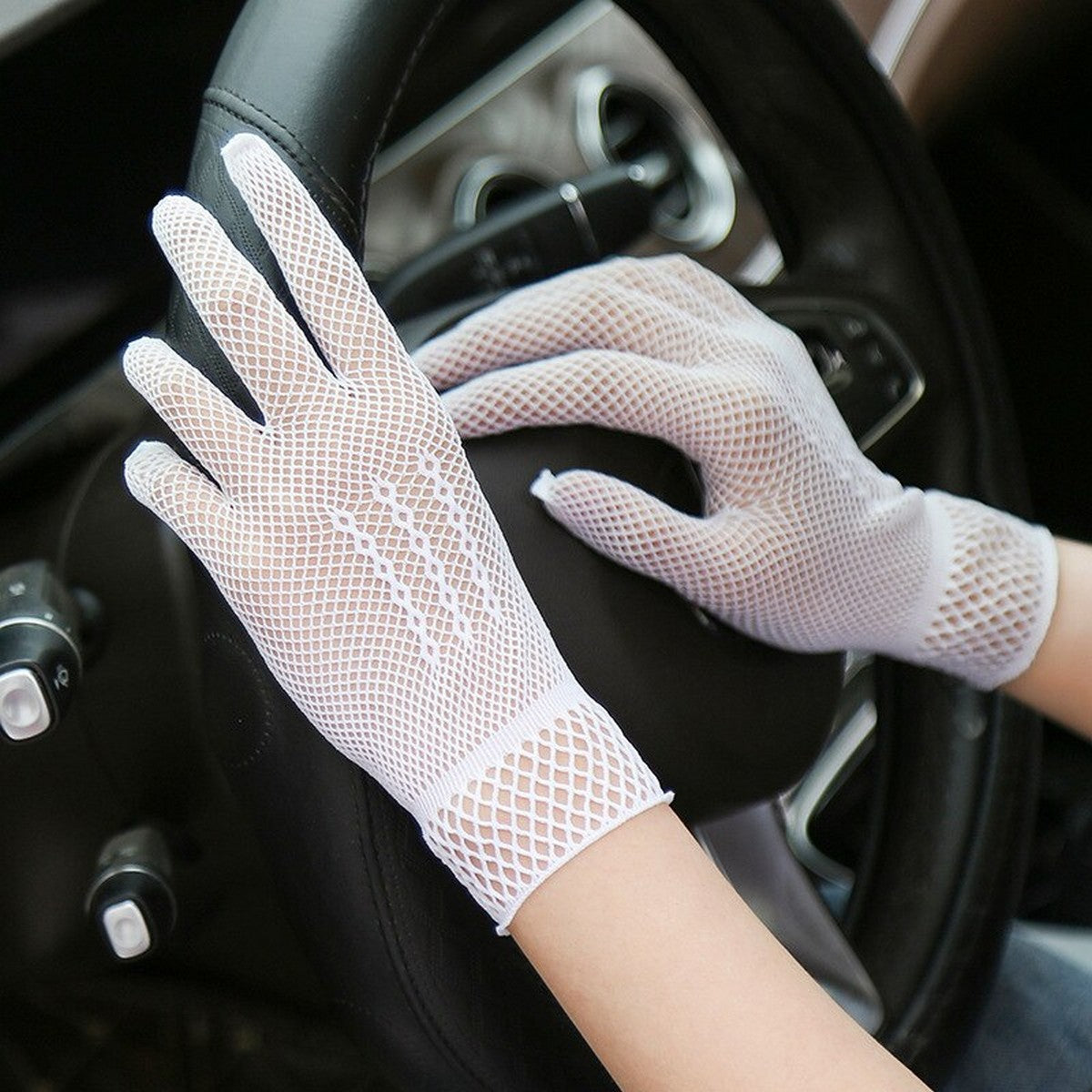 Elegant Lace Long Sleeve Fingerless Gloves for Women Hijab Friendly Party Wear Mittens – Image 2 of 2