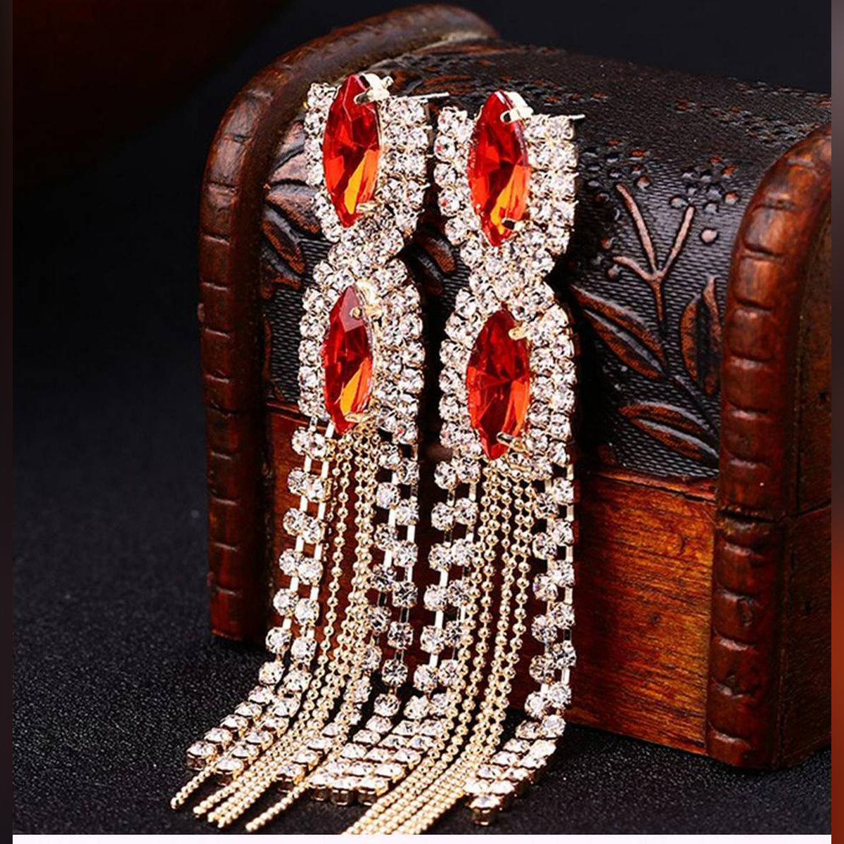 Trendy Royal Luxury Crystal Multi Layer Elegant 9.5cm Long Drop Love Bridal Wedding Earring – Earrings Online in Pakistan ...