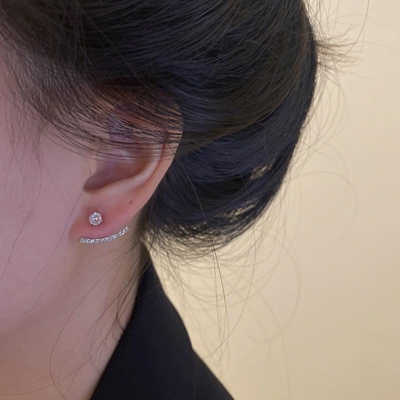 Front Back Earrings Stylish Hanging Drop & Huggie Designs Crystal Earring – Image 2 of 2