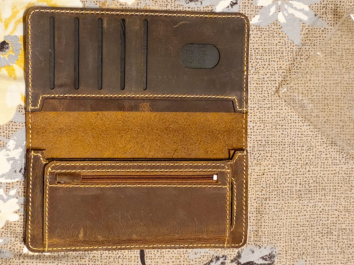Genuine Leather Wallet for Men | Crazy Horse Pull-Up Cowhide Bifold Wallet with Card Slots & Cash Compartment