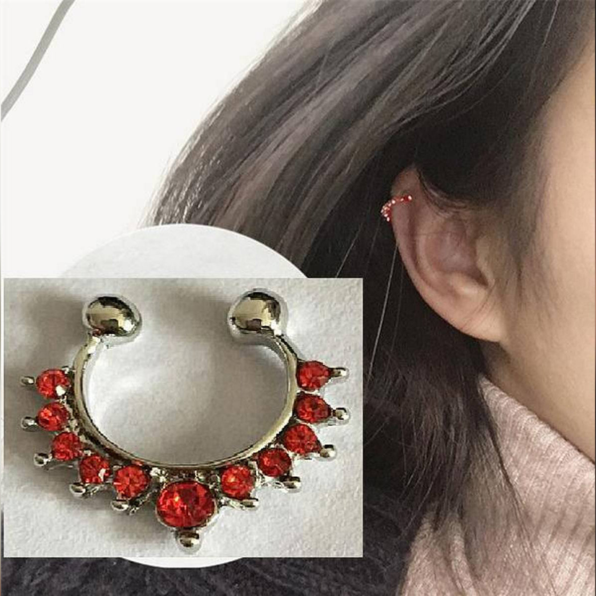Trendy 1 Piece Crystals Ear Cuff Earring Adjustable – Accessories Online in Pakistan | Hanaya