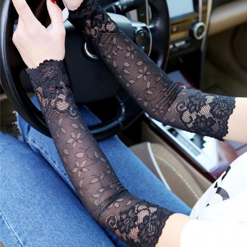 Lace Gloves Sunscreen Long Lace Fingerless Mittens Covered Scar Elastic Sleeve – Accessories Online in Pakistan | Hanaya