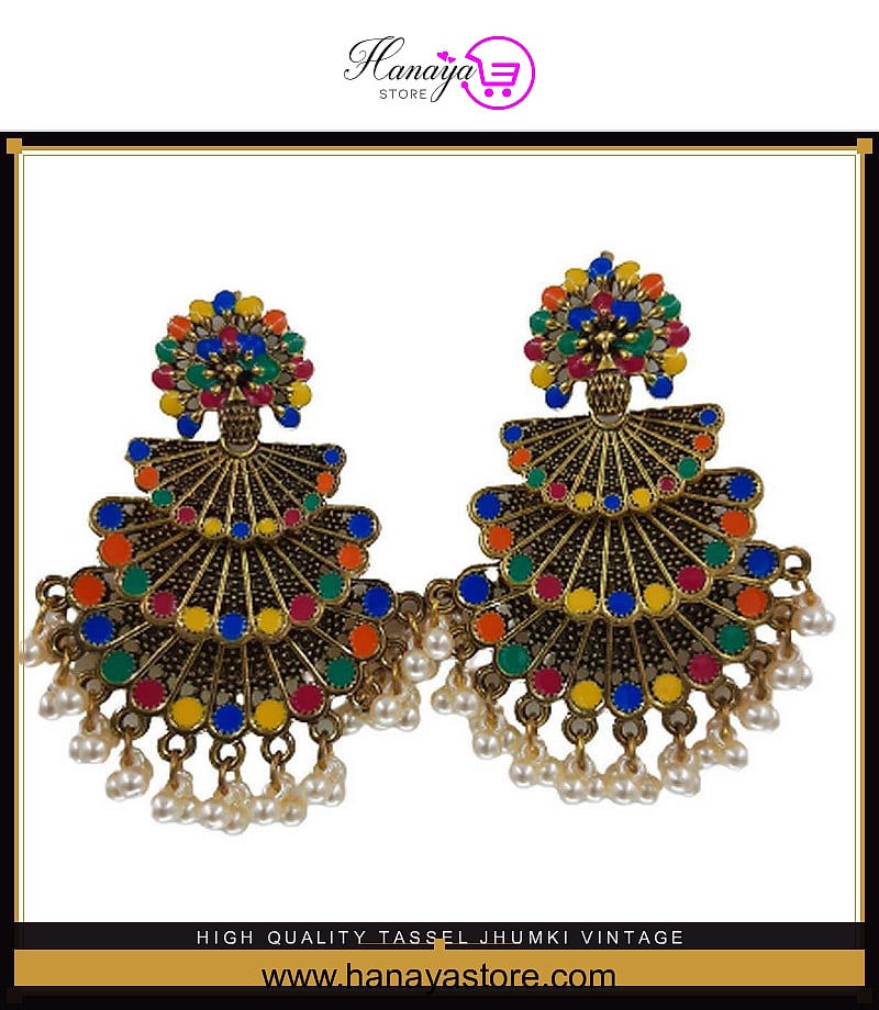 High Quality Tassel Jhumki Vintage Rough Elegant Stylish Earring – Earrings Online in Pakistan | Hanaya