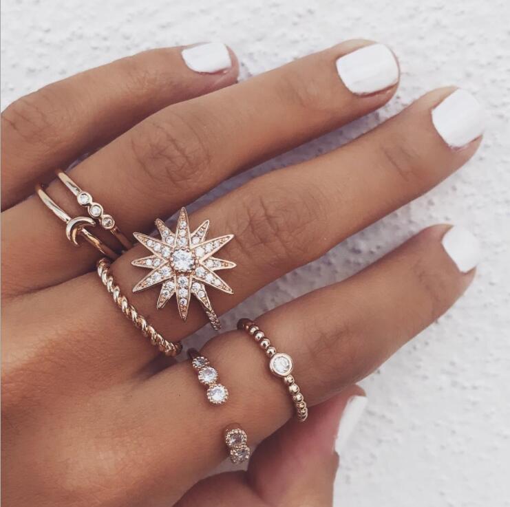 Pack of 6 Trendy Classy Golden Rings – Accessories Online in Pakistan | Hanaya