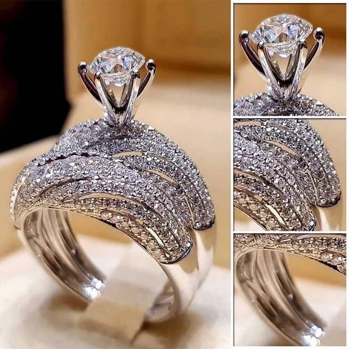 Trendy High Class Silver 2 Pieces Gem CZ Ring For Women – Lifestyle – Buy Accessories Pakistan | Hanaya