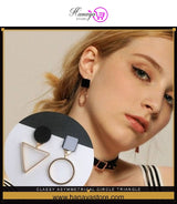 Classy Asymmetrical Circle Triangle Trendy Elegant Earring – Earrings Online in Pakistan | Hanaya