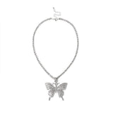 Trendy Thin Chain Classy Fully Crystal Butterfly Necklace For Girls