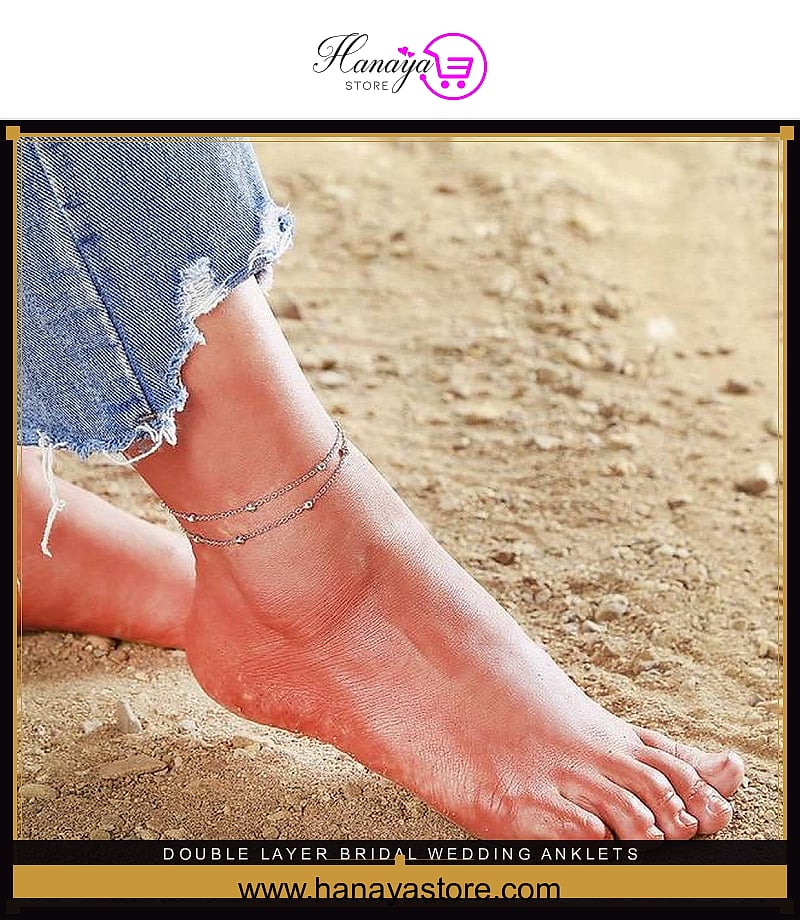 Double Layer Bridal Wedding Anklets Chain Charm Beads Leg Bracelet Anklet Foot Jewelry – Accessories Online in Pakistan | ...