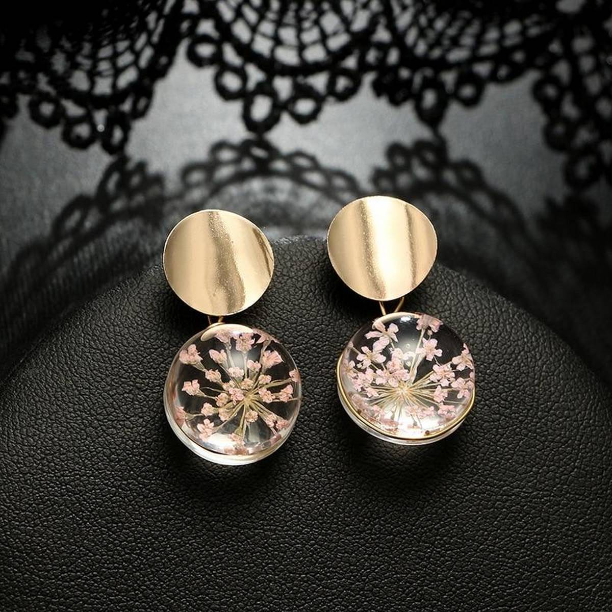 Trendy Classy Flower In Mirror Elegant Earring – Earrings Online in Pakistan | Hanaya