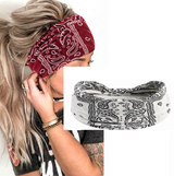 Trendy Fashionable Bohemian Yoga Headband for Women – Elastic Cotton Wide Sports Hairband, Non-Slip Cashew Flower Print Ba...