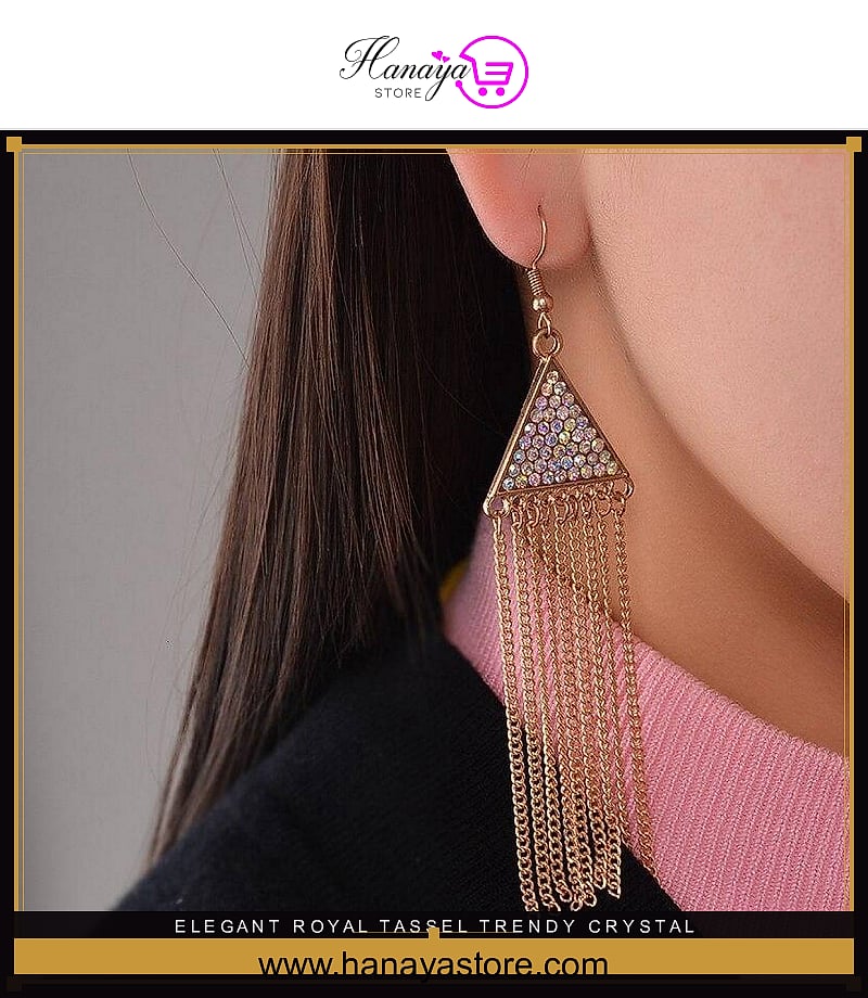 Elegant Royal Tassel Trendy Crystal Drop Classy Earring – Earrings Online in Pakistan | Hanaya