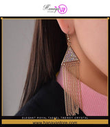 Elegant Royal Tassel Trendy Crystal Drop Classy Earring – Earrings Online in Pakistan | Hanaya