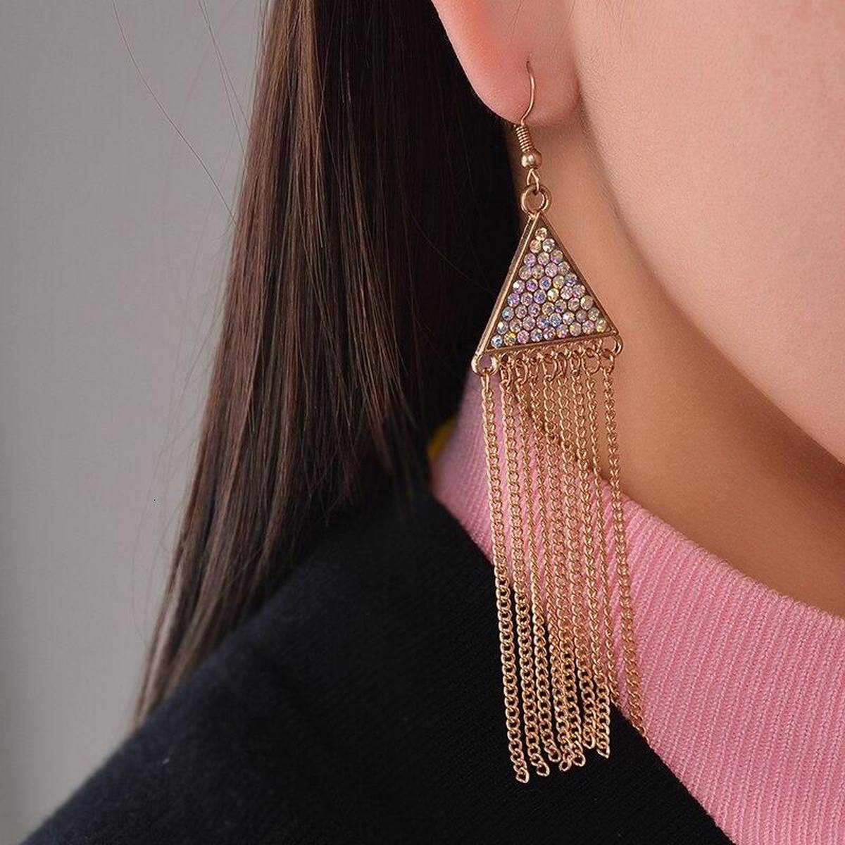 Elegant Royal Tassel Trendy Crystal Drop Classy Earring – Earrings Online in Pakistan | Hanaya
