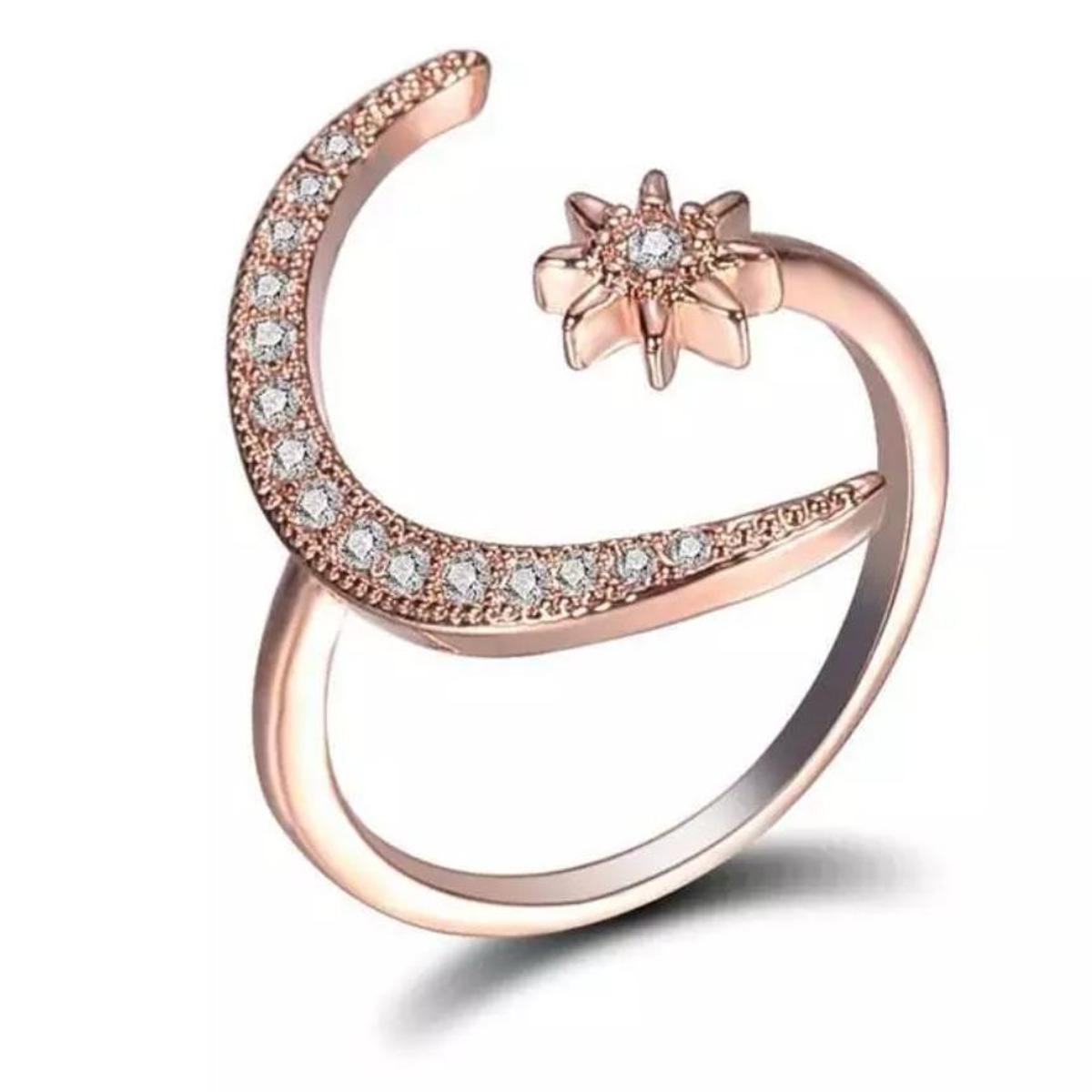 Trendy Star Moon Fashionable Crystal Ring for Women – Accessories Online in Pakistan | Hanaya