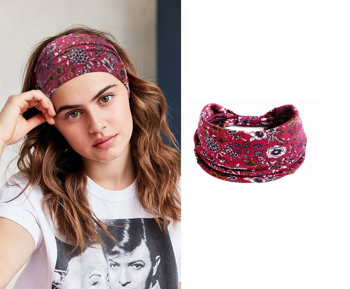 Bohemian Yoga Headband for Women – Wide Elastic Cotton Sports Hairband Non-Slip Workout Bandana Cashew Hair Accessory, Str...