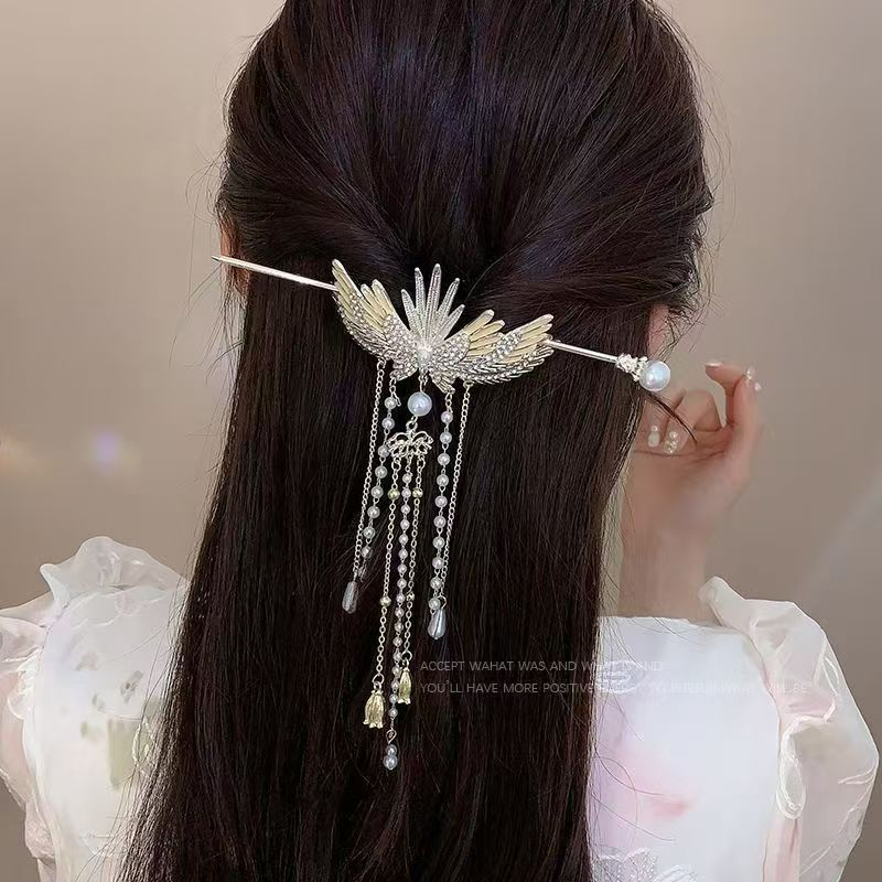 Elegant Chinese Style Hair Clip Tassel Hair Stick Traditional Floral Design – Traditional Floral Hair Stick for Women Hair...