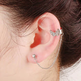 Golden Pair Right & Left Trendy Ear Cuff Butterfly Tassel Chain – Image 2 of 2